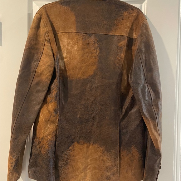 Men’s Bespoke Custom Brown/Caramel Soft Leather Suede Blazer - Picture 6 of 13